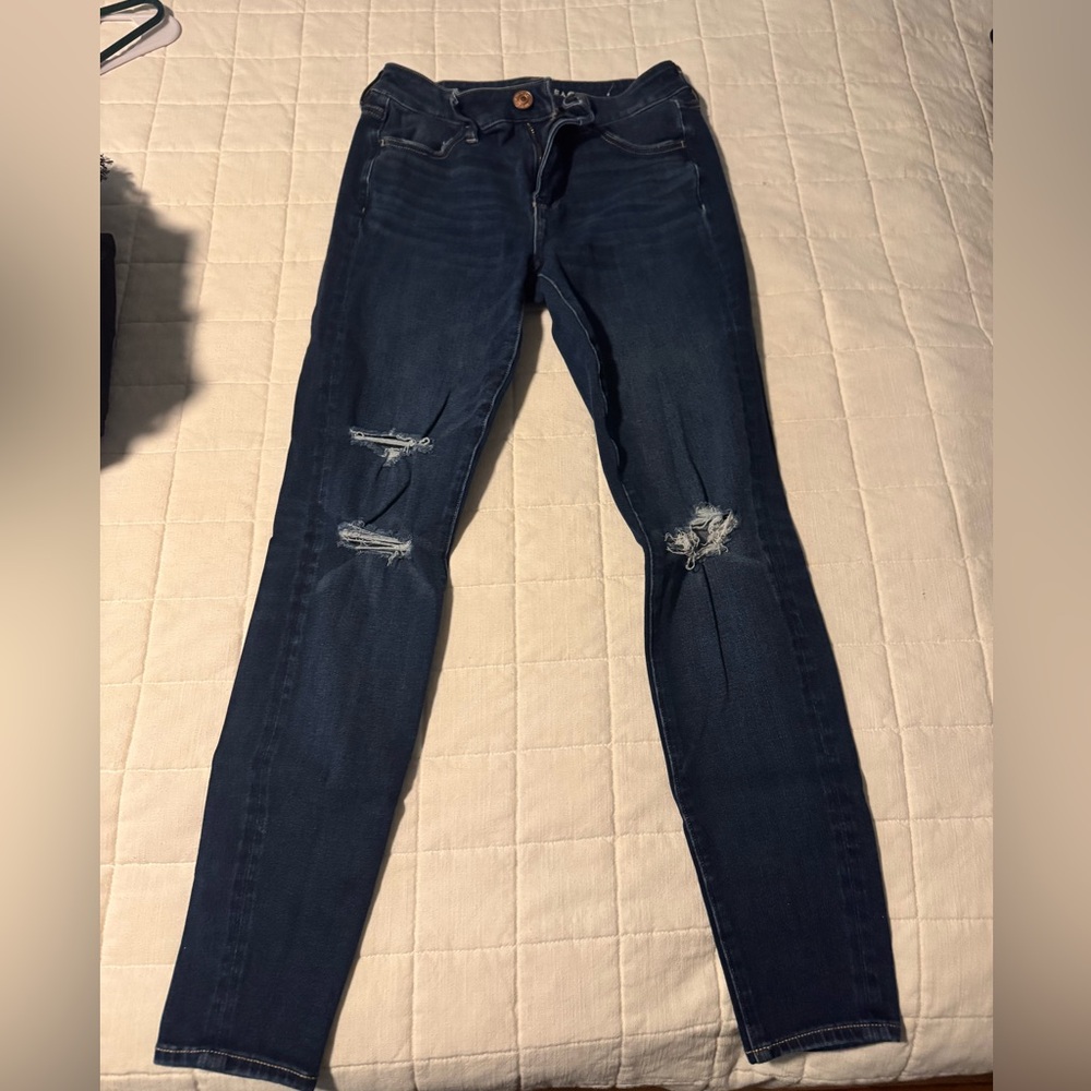 American Eagle Outfitters Dark Blue Distressed skinny Dream Jeans